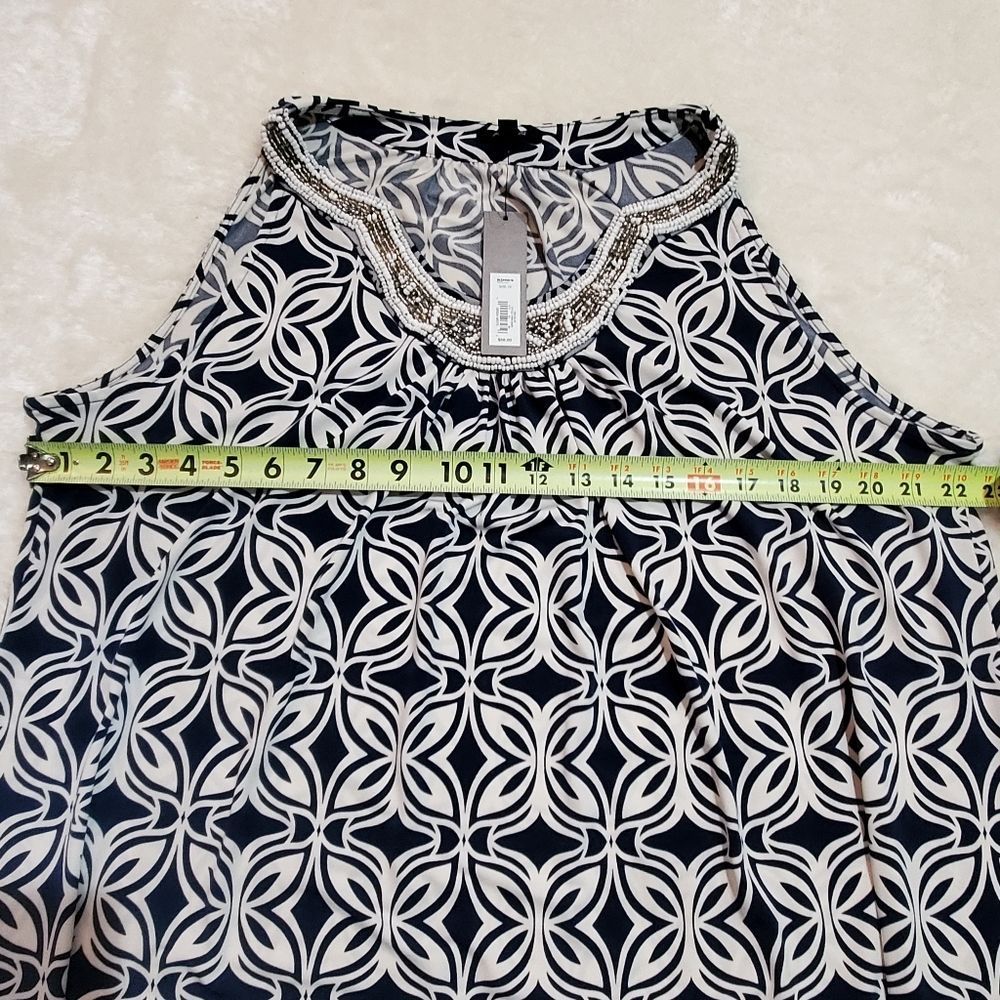 NWT Apt. 9 Blue and White with Beaded Neckline Midi-Dress, Size 1X - Picture 3 of 6